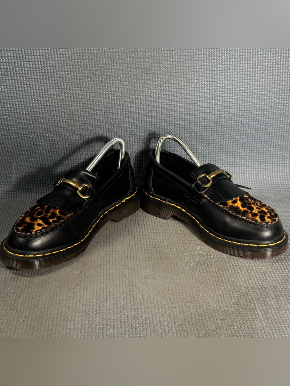 Dr. Martens Adrian Snaffle Loafer Black/Micro Leopard Hair Shoes Women’s Size 7 - Picture 4 of 9